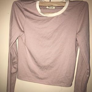 Long sleeve thin striped pink & white top